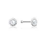 NS-697 - 925 Sterling silver nose stud with crystal.