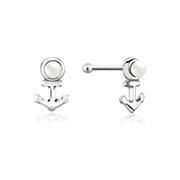 NS-738 - 925 Sterling silver nose stud with synthetic pearl.