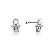 NS-743 - 925 Sterling silver nose stud with synthetic pearl.