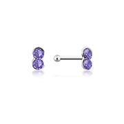 NS-744 - 925 Sterling silver nose stud with crystal.