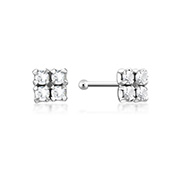 NS-823 - 925 Sterling silver nose stud with crystal.