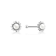 NS-838 - 925 Sterling silver nose stud with synthetic pearl.
