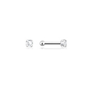 NS-866 - 925 Sterling silver nose stud with crystal.