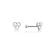 NS-942 - 925 Sterling silver nose stud with crystal.