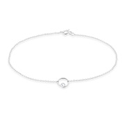 AL-553 - 925 Sterling silver anklet with cubic zircon.