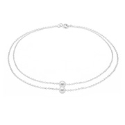 AL-556 - 925 Sterling silver anklet with synthetic pearl.