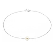 AL-565 - 925 Sterling silver anklet with synthetic pearl.