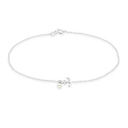 AL-577 - 925 Sterling silver anklet with glass pearl.