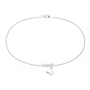 AL-694 - 925 Sterling silver anklet with glass bead.