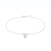 AL-720 - 925 Sterling silver anklet with glass bead.