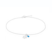 AL-737 - 925 Sterling silver anklet with crystal.