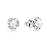 925 Sterling silver stud with synthetic pearl.