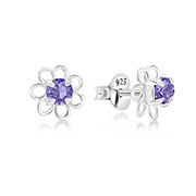 E-323 - 925 Sterling silver stud with crystals.