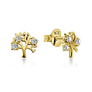 Gold plated sterling silver stud with cubic zirconia.